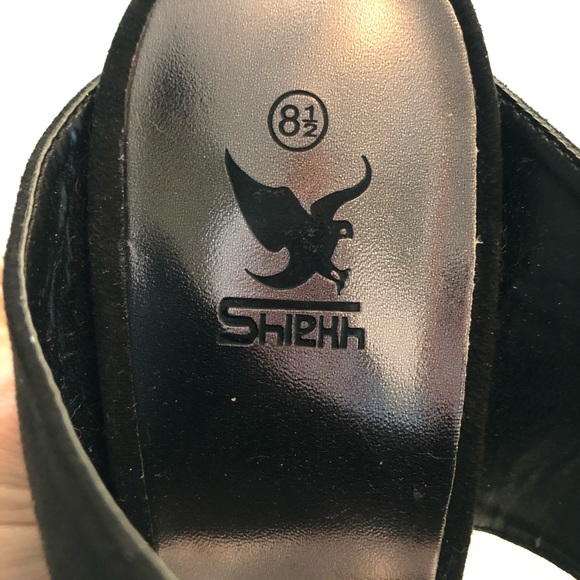 Black suede slide on heels - Picture 3 of 5